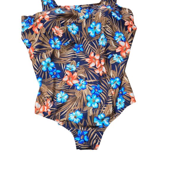 Lands End 1 Piece Swimsuit 26 Womens Plus Size Padded Floral Tropical Vacation - Picture 3 of 5